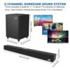 Home theater system, Super Bass Hi-fi Surround Sound, 120W Sound Bar, 2.1 Wireless Bluetooth Speakers, Remote Control With Wall Mount 3